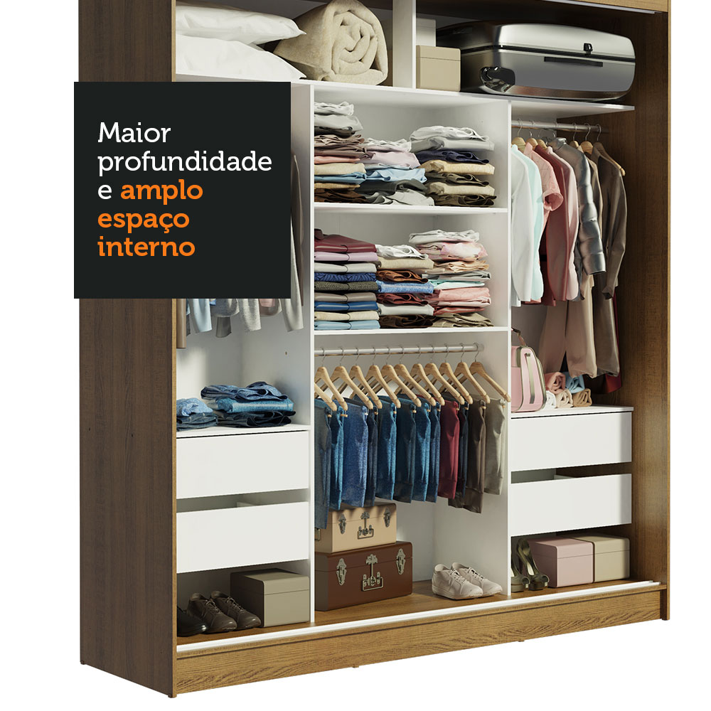 Ropero Closet Madesa Reno con 3 Puertas Corredizas y Espejo Rustic.