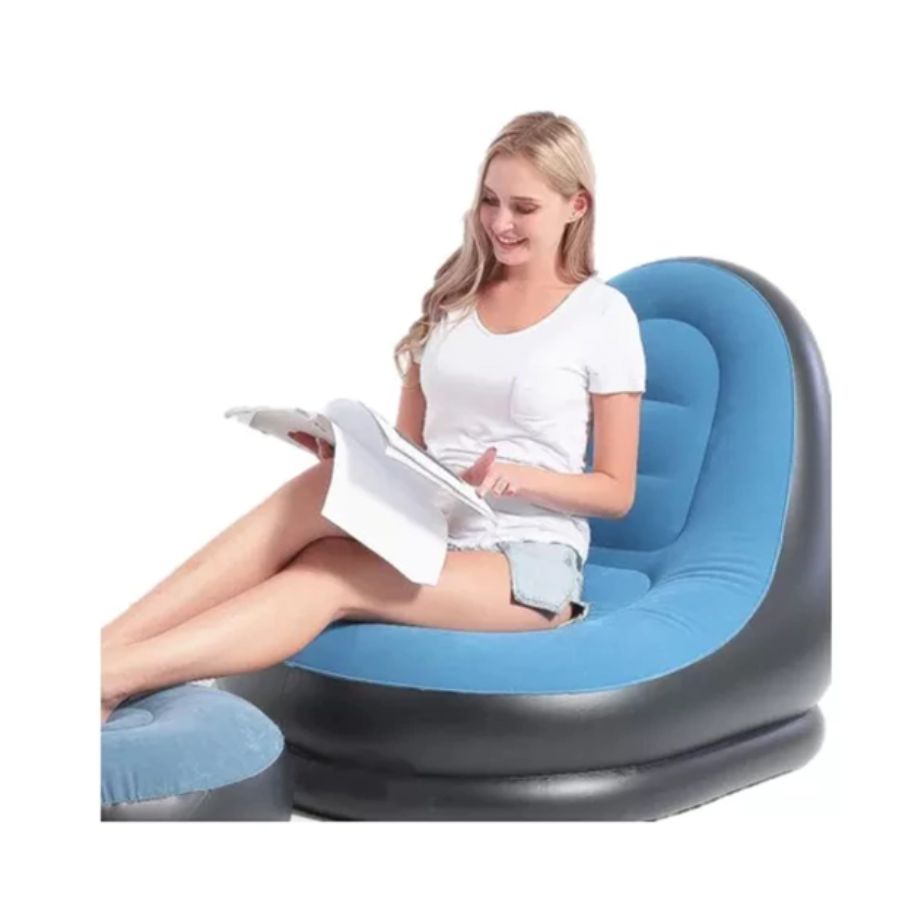 Sillon Sofa Inflable Portatil Plegable Con Reposapies.