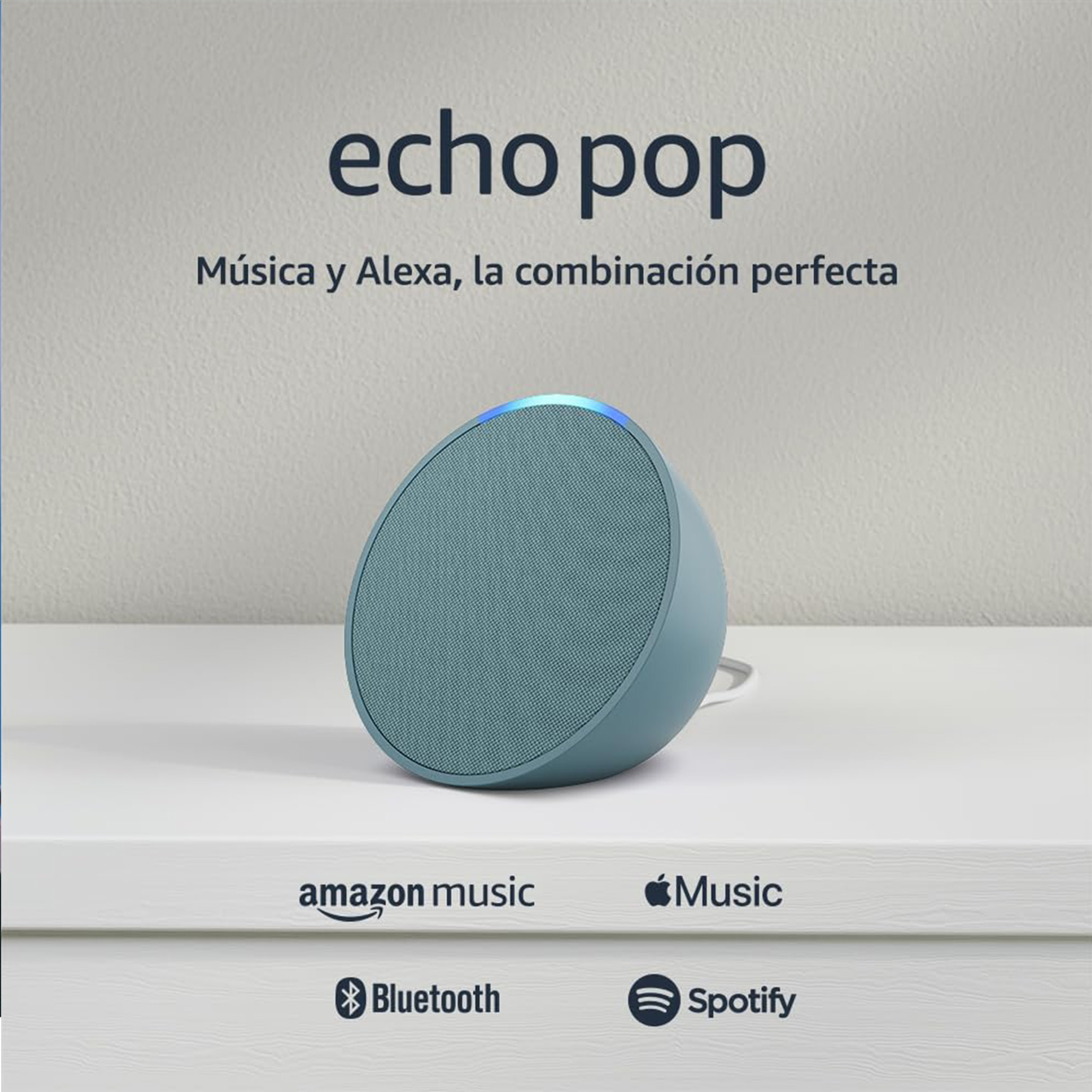 Amazon Echo Pop con asistente virtual Alexa, Verde azulado.