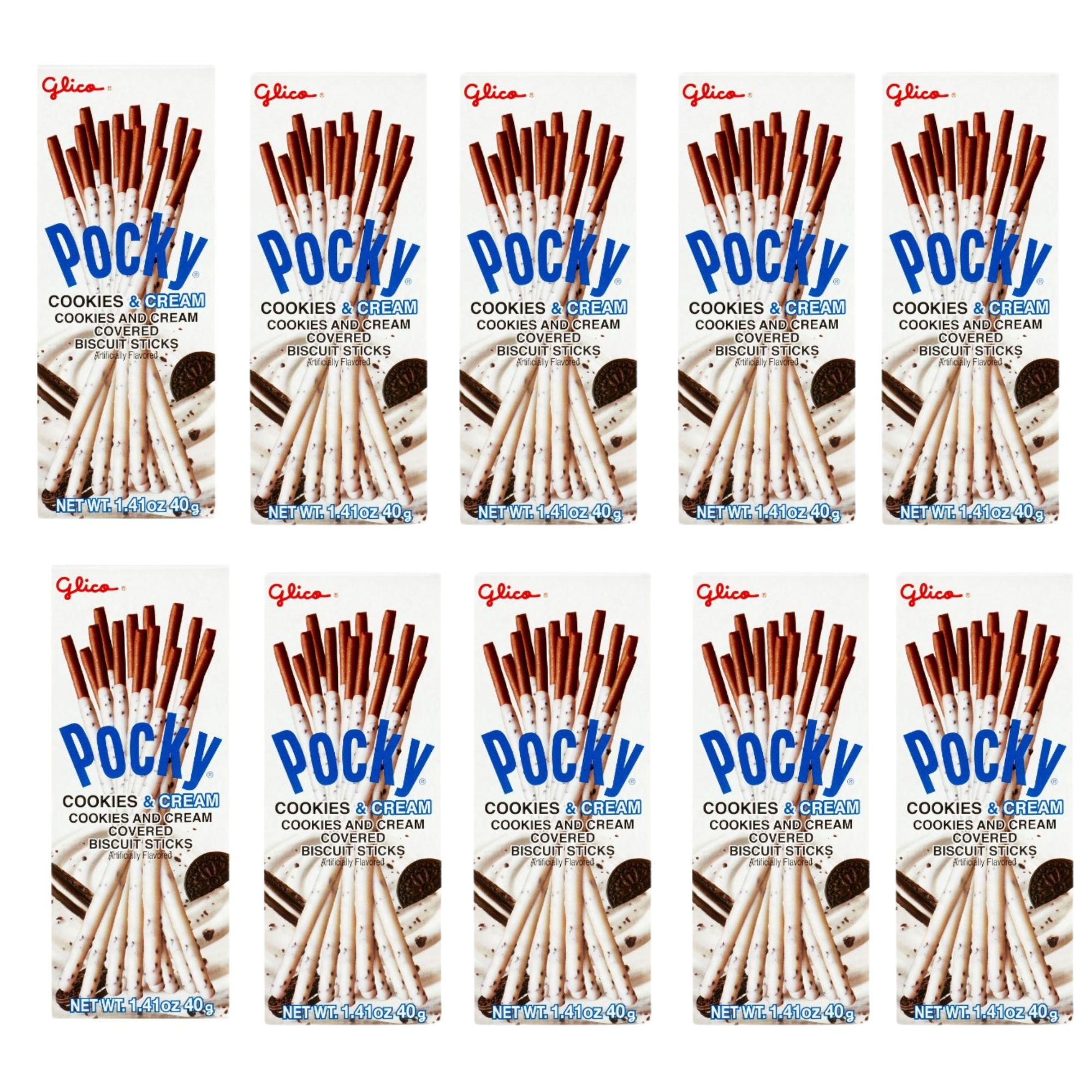 Comida Japonesa Galleta Pocky Cookies & Cream 40g 10 Piezas