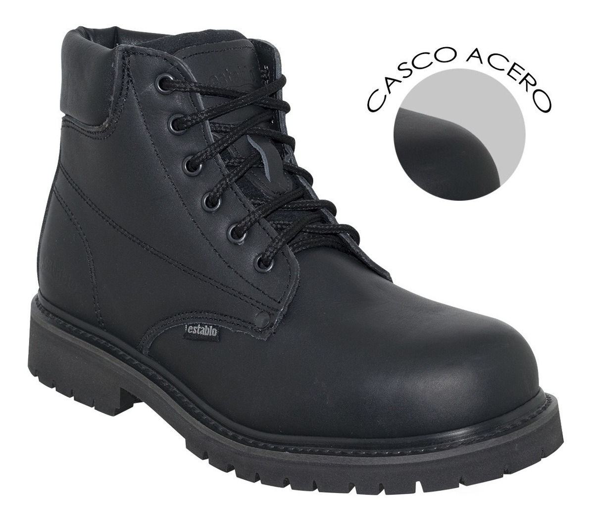 Bota Industrial De Trabajo Con Casquillo Establo Modelo 548 Color Negro.