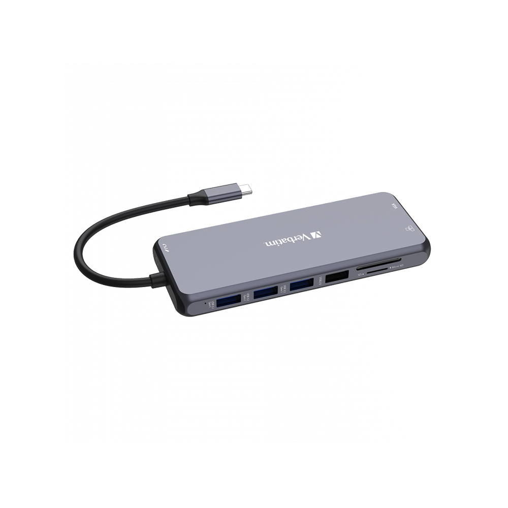 Hub Multipuerto Verbatim Usb-c Pro 14 Puertos Red Gigabit 4k.