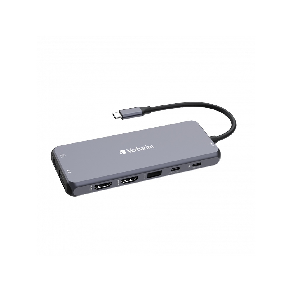 Hub Multipuerto Verbatim Usb-c Pro 14 Puertos Red Gigabit 4k.