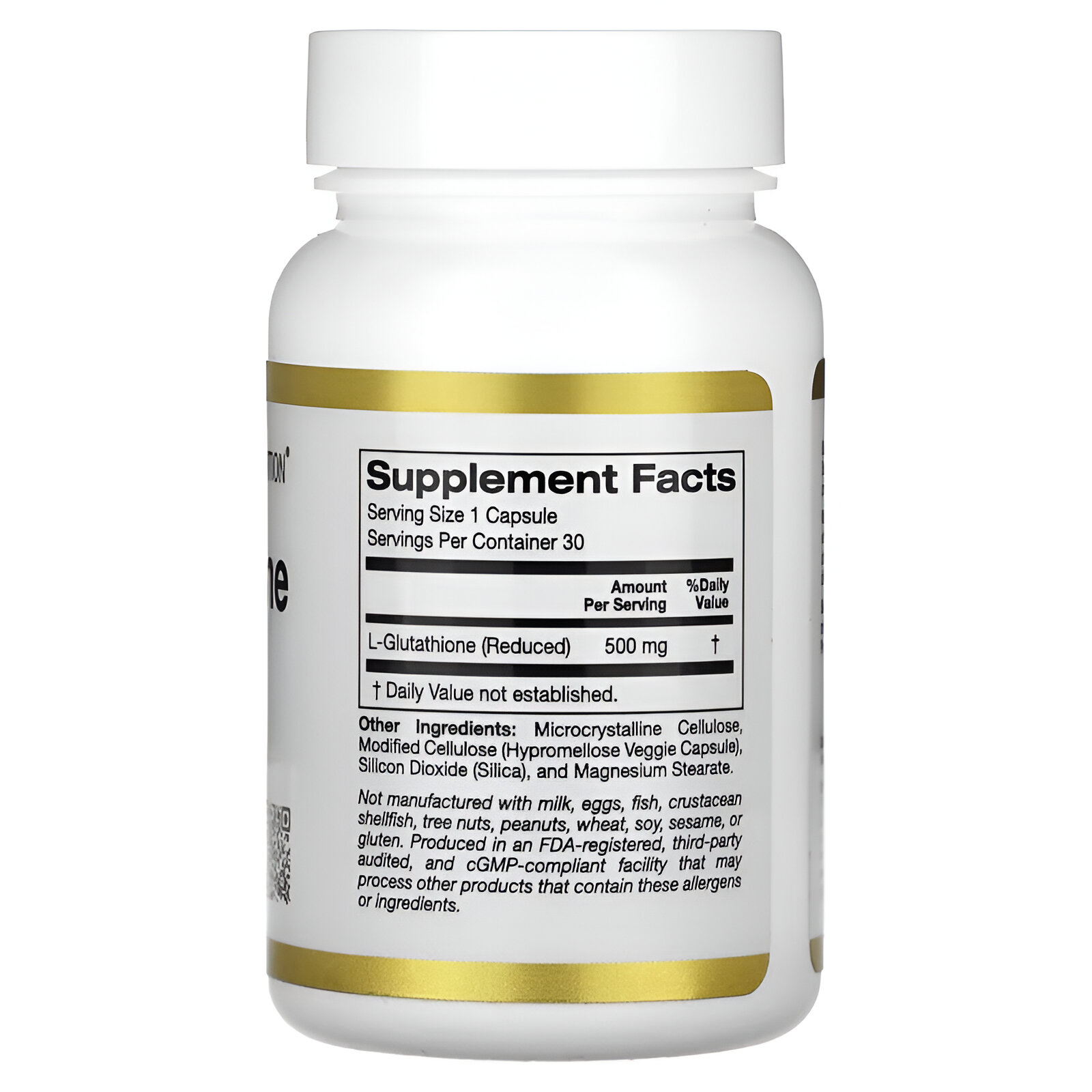  L-Glutatión (reducido), 500 mg, 30 cápsulas vegetales.
