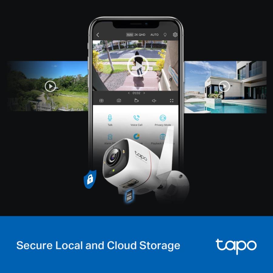 Camara De Vigilancia Tp-Link TAPO C325WB 2K QHD 4MP WI-FI Alarma Vision Nocturna A Color Exterior.