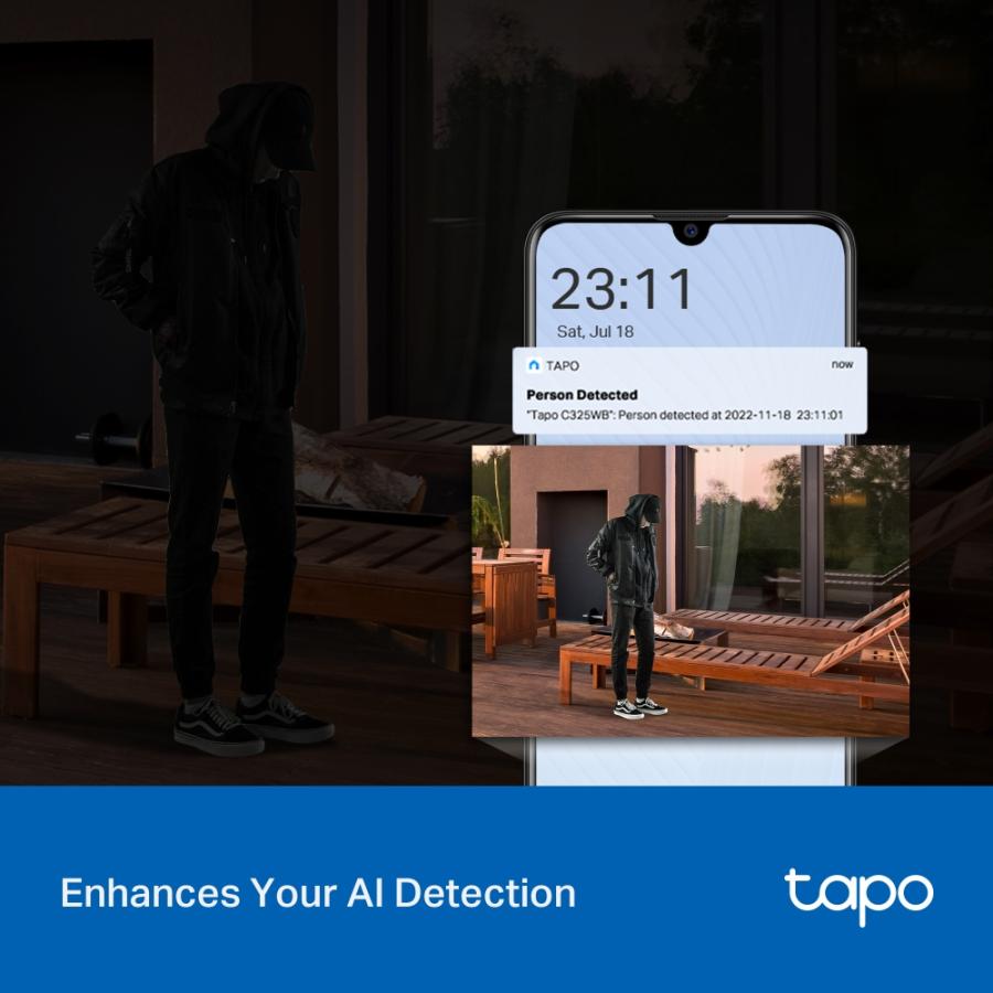 Camara De Vigilancia Tp-Link TAPO C325WB 2K QHD 4MP WI-FI Alarma Vision Nocturna A Color Exterior.