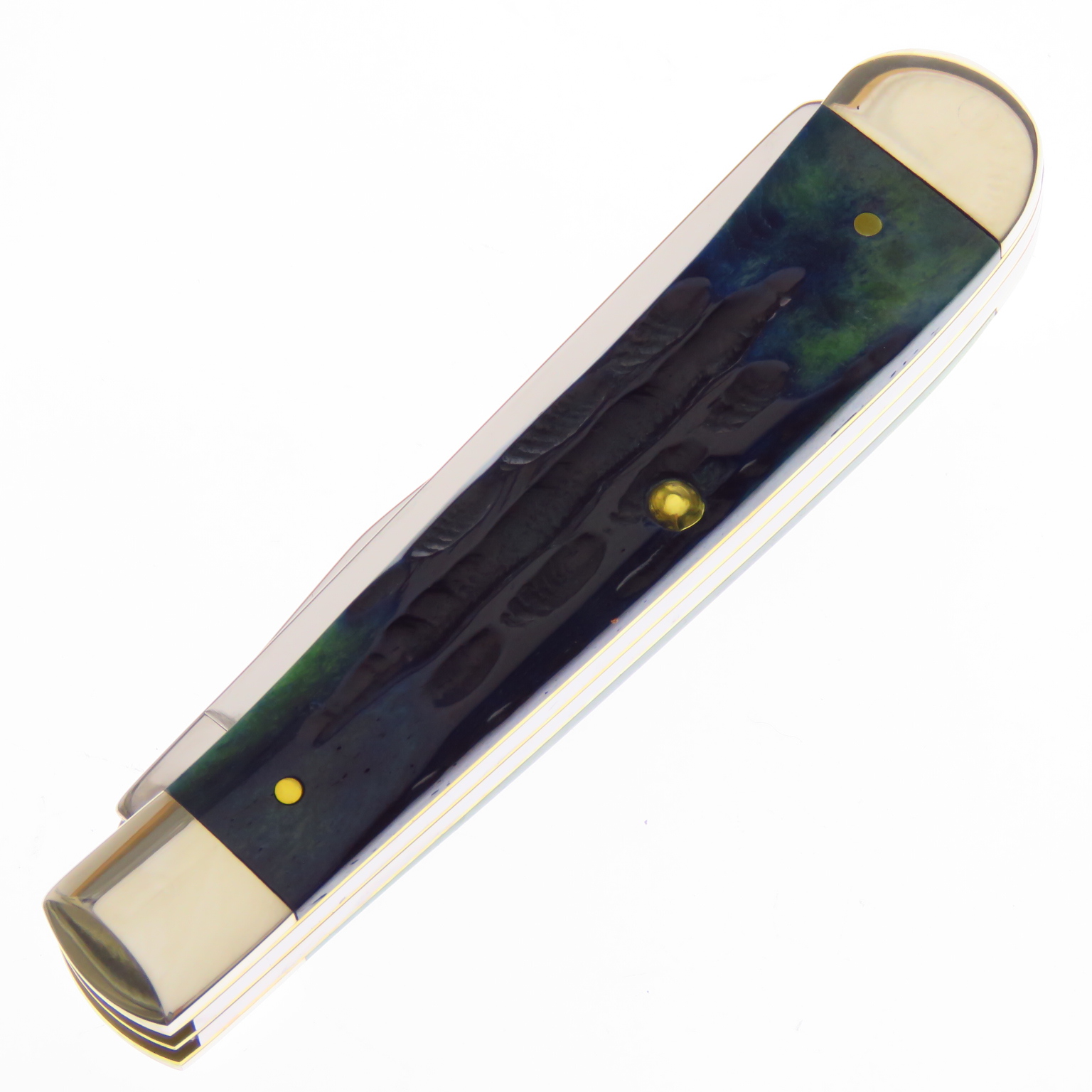 Ca75830 Case Navaja Trapper Hueso Verde Jad Resacado 2 Hojas