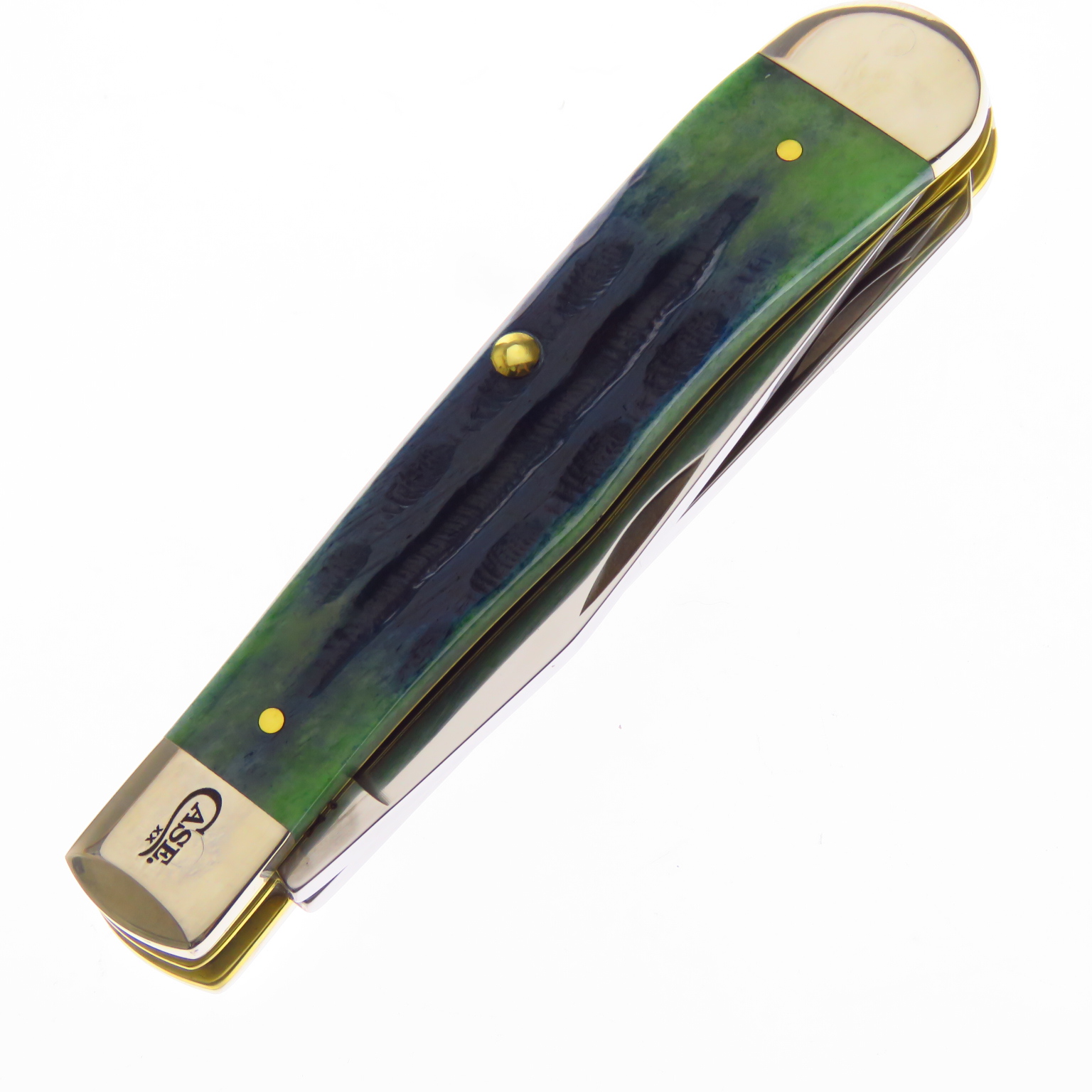 Ca75830 Case Navaja Trapper Hueso Verde Jad Resacado 2 Hojas