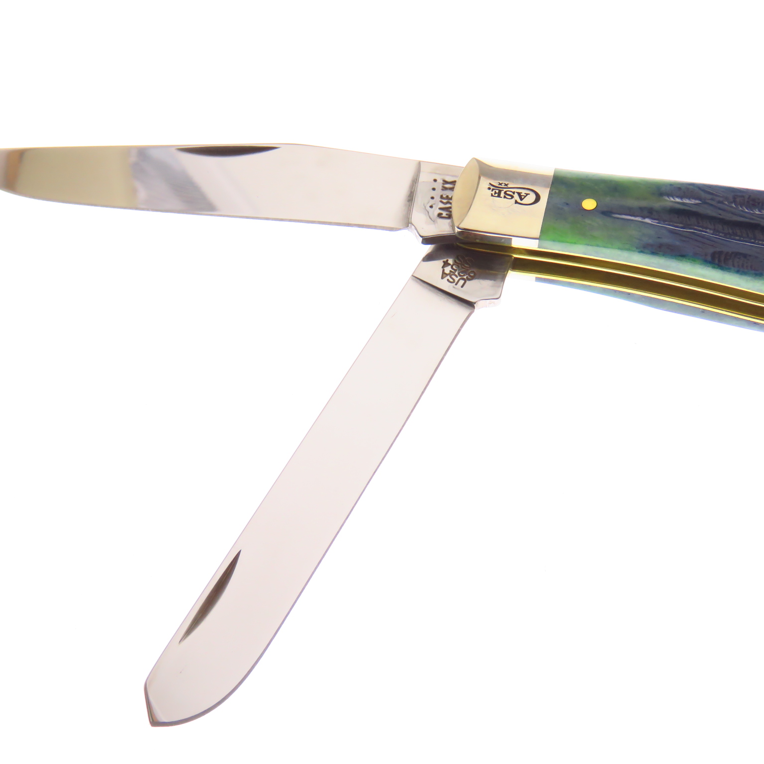 Ca75830 Case Navaja Trapper Hueso Verde Jad Resacado 2 Hojas