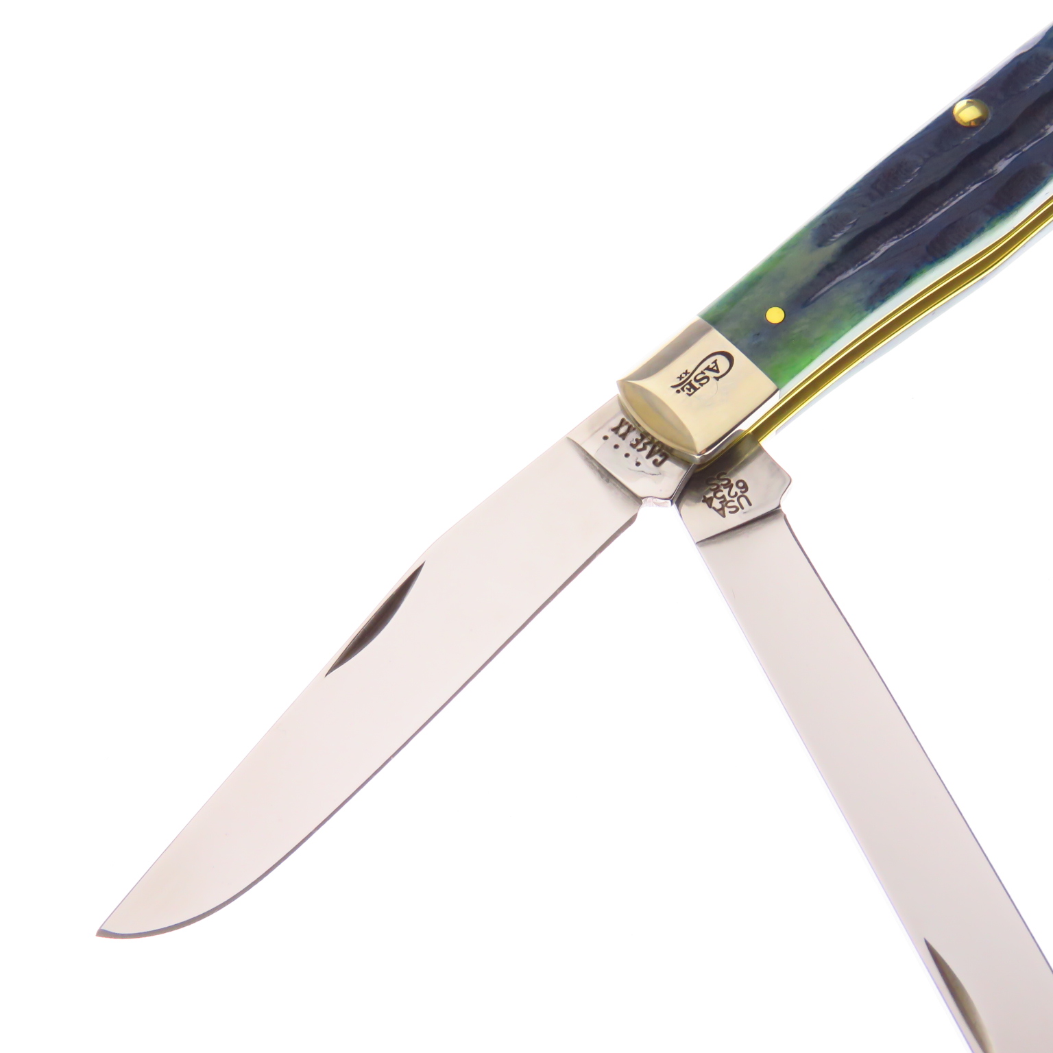 Ca75830 Case Navaja Trapper Hueso Verde Jad Resacado 2 Hojas