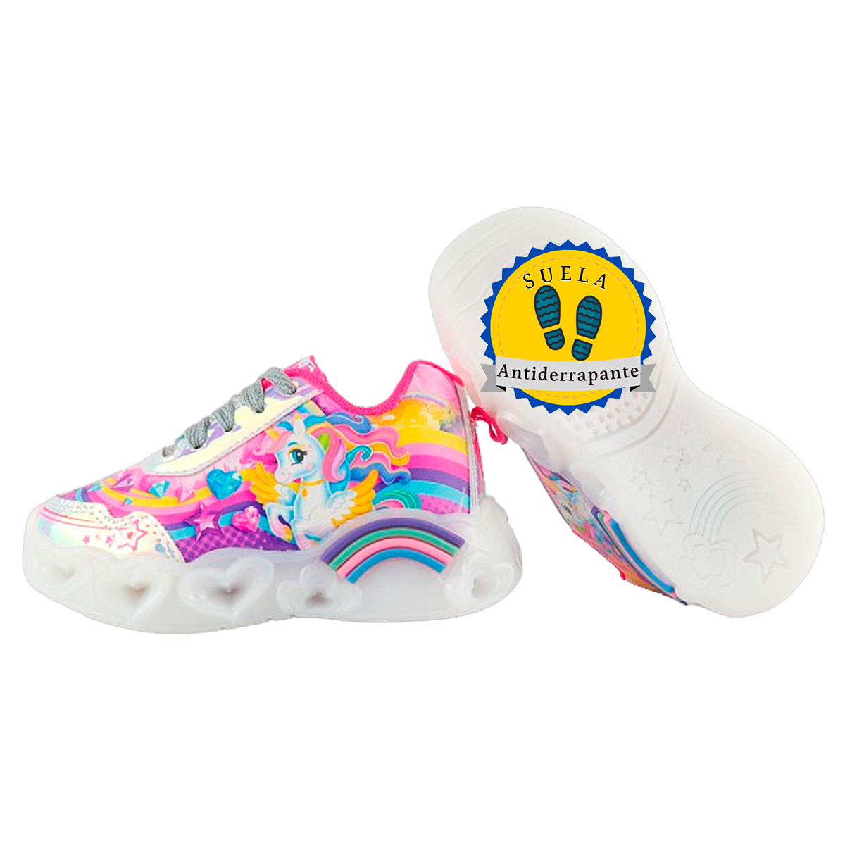Tenis Unicornio Niña Deportivo Luces Leds Arcoiris 802-pt