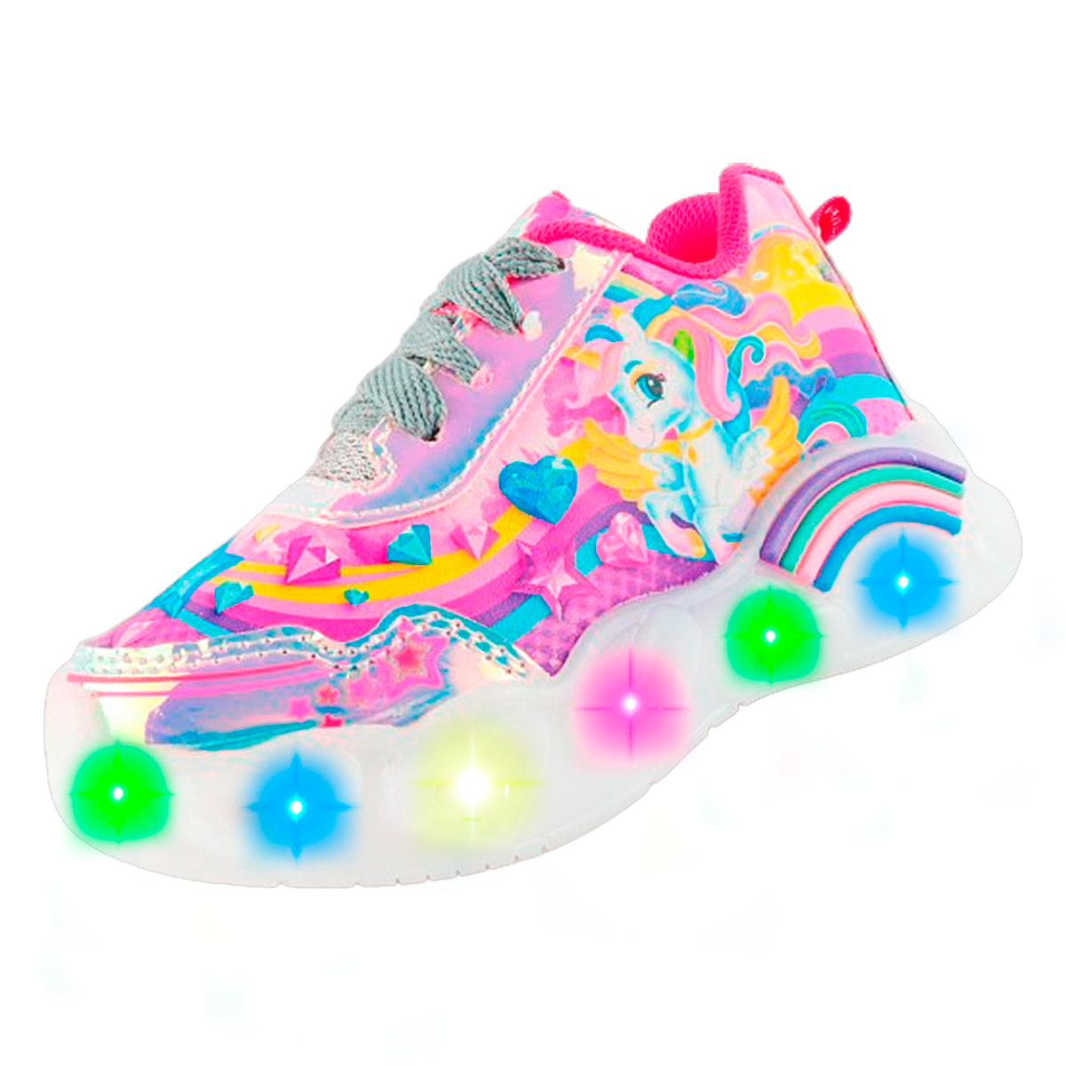 Tenis Unicornio Niña Deportivo Luces Leds Arcoiris 802-pt