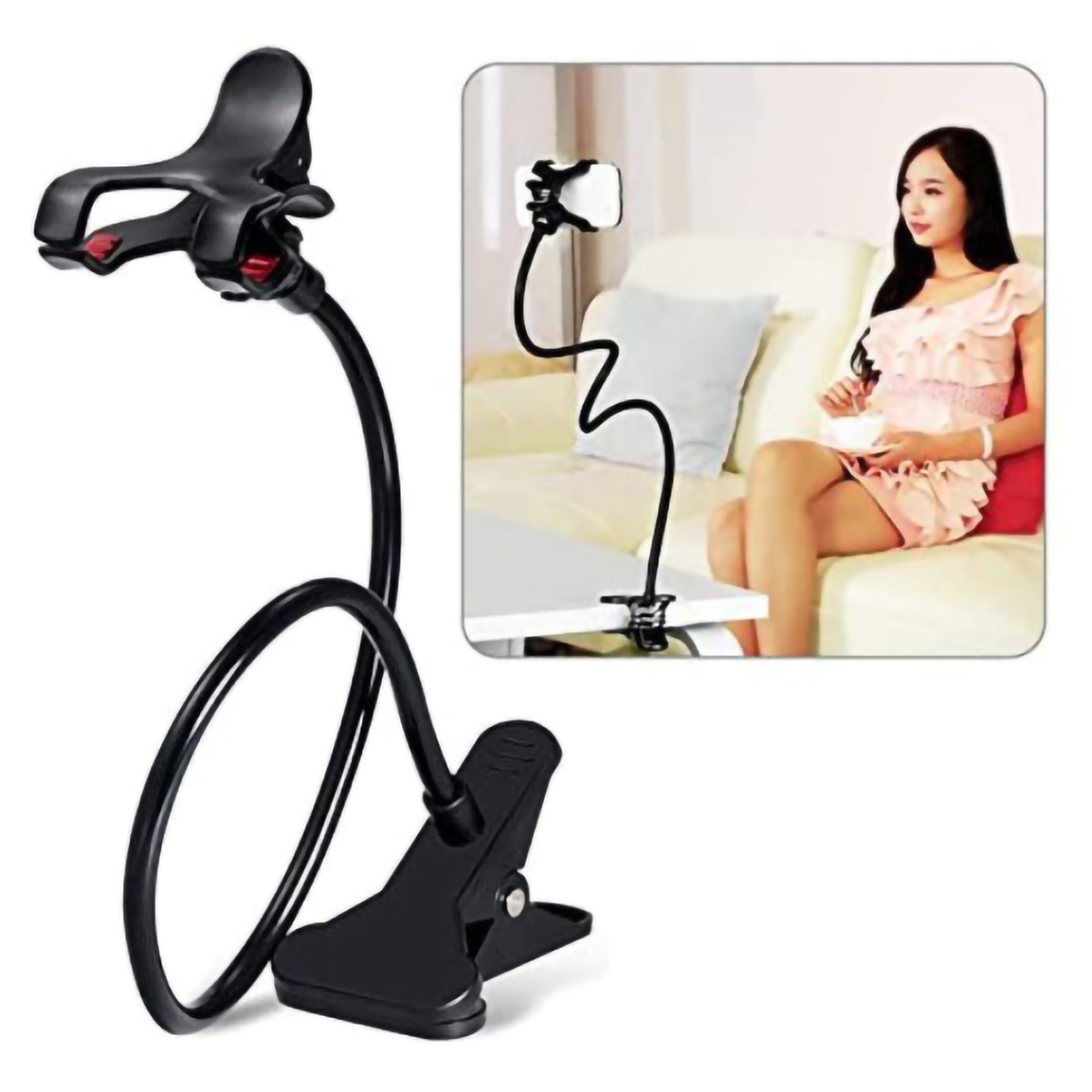 Soporte Flexible Pinza para Celular Negro.