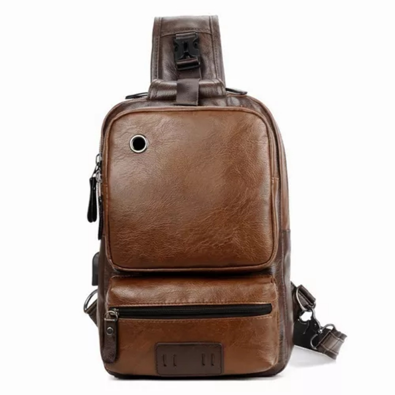 Bandolera De Cuero De Los Hombres Crossbody Bolso De Hombro