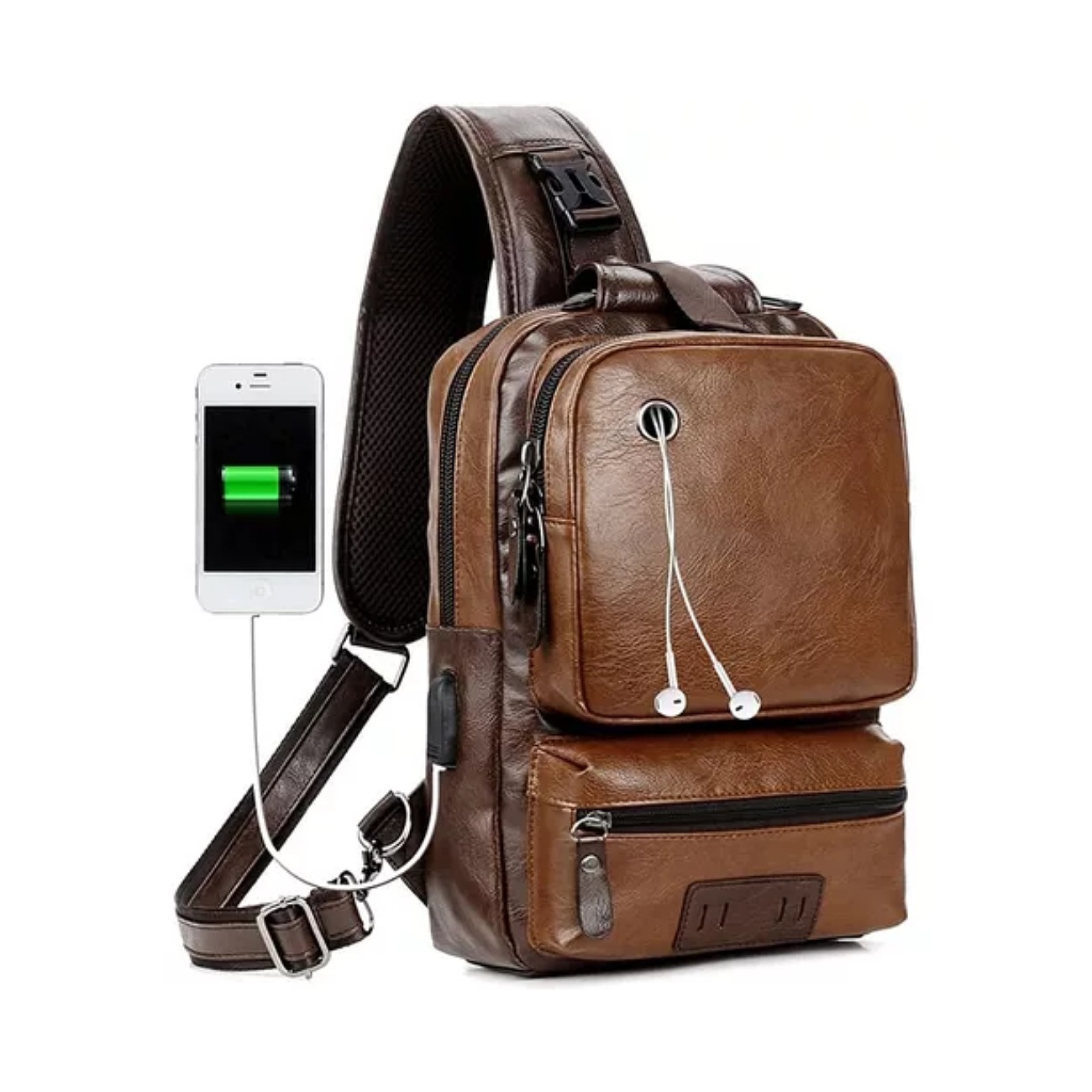 Bandolera De Cuero De Los Hombres Crossbody Bolso De Hombro