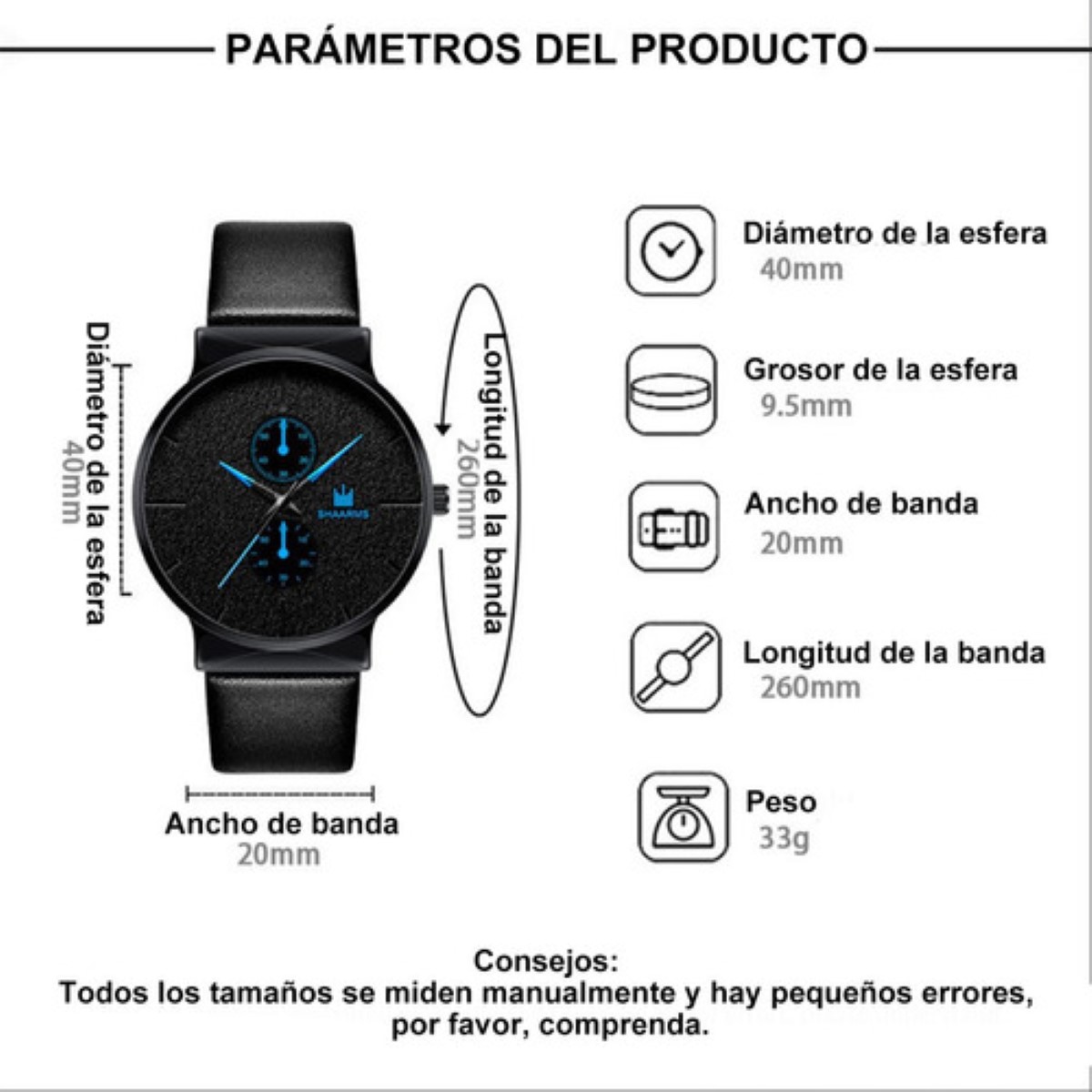 Set Reloj Hombre De Cuarzo De Negocios Pulsera Caja negro
