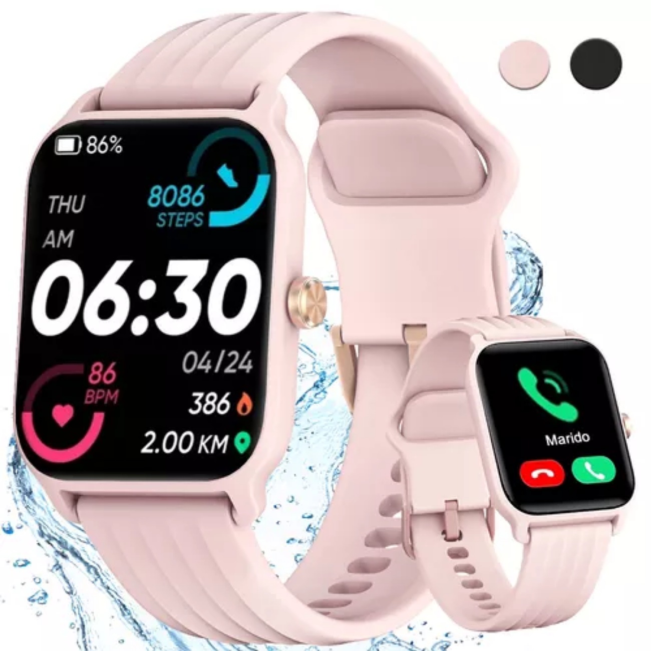 Iowodo W13 Sport Reloj Inteligente Mujer Smart watch 1.85" Caja De Abs + Pc Rosa Malla Rosa De Silicona Smartwatch