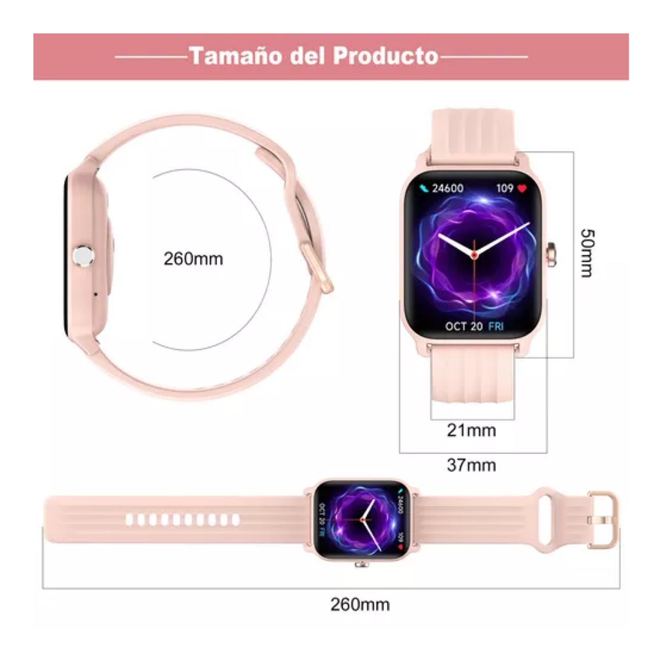 Iowodo W13 Sport Reloj Inteligente Mujer Smart watch 1.85" Caja De Abs + Pc Rosa Malla Rosa De Silicona Smartwatch