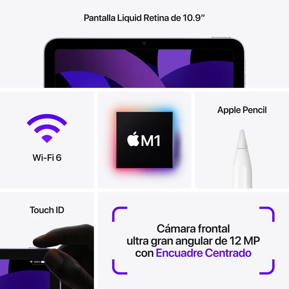 Apple iPad Air 5 Chip M1 Wifi 64 Gb Blanco Estelar.