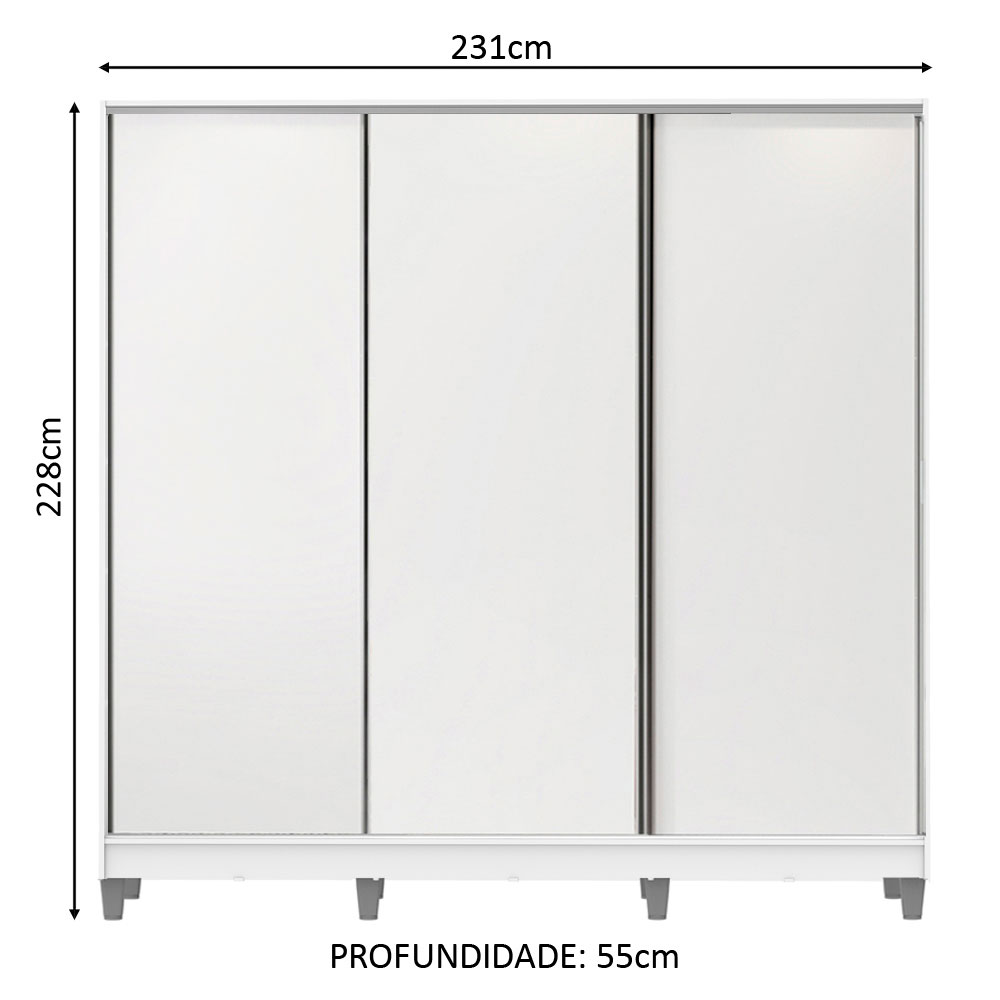 Ropero Closet Madesa Royale 3 Puertas Blanco con Pies.