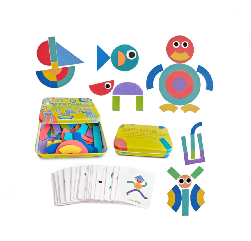 Juego Didáctico Educativo Armar Figuras Madera Peke Kids Color Amarillo.