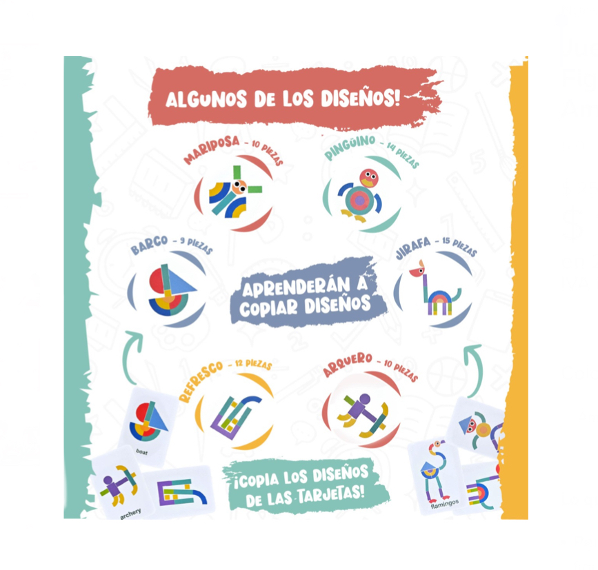 Juego Didáctico Educativo Armar Figuras Madera Peke Kids Color Amarillo.
