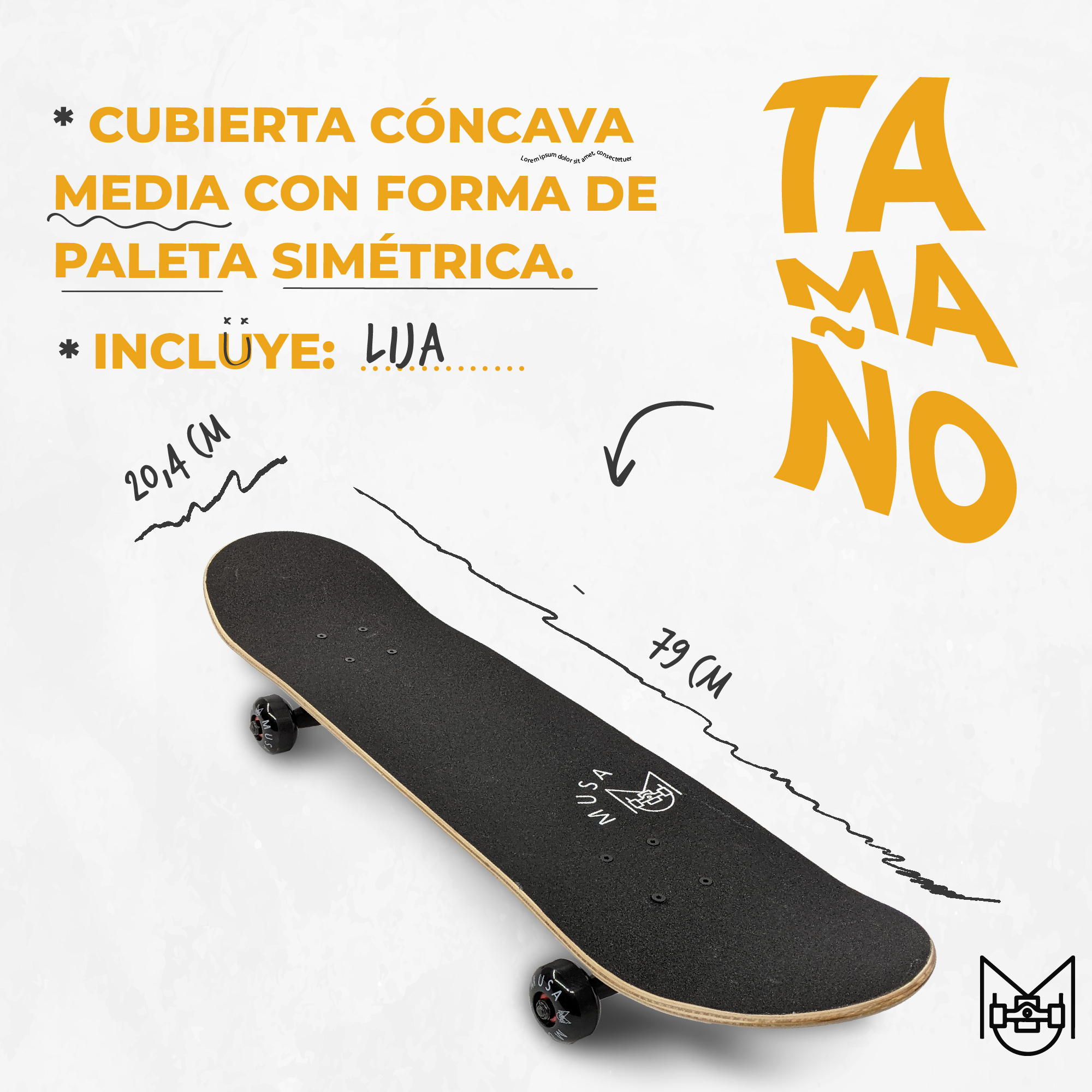 Patineta Profesional de Madera Skateboard 31" con Diseño.
