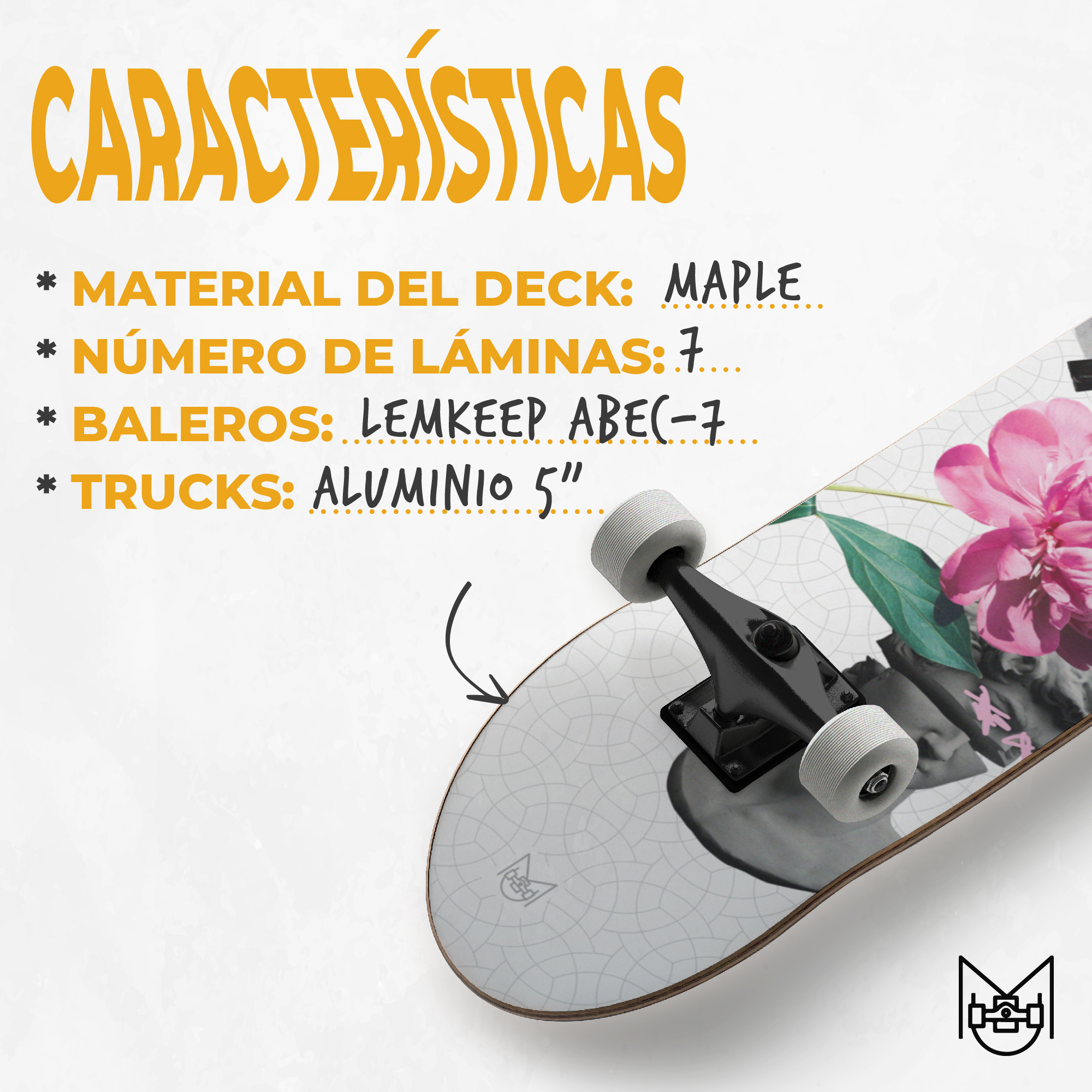 Patineta Profesional de Madera Skateboard 31" con Diseño.