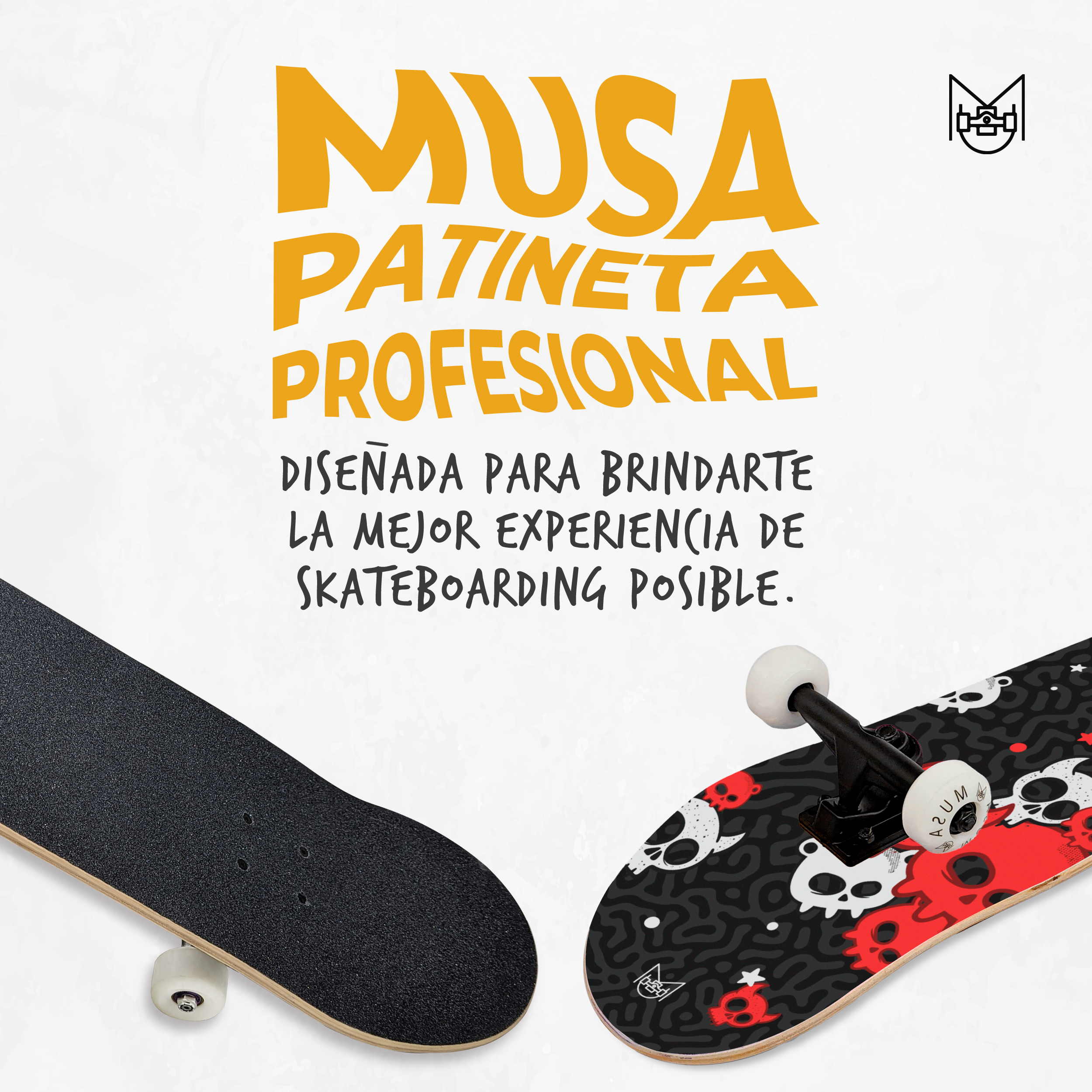 Patineta Profesional de Madera Skateboard 31" con Diseño.
