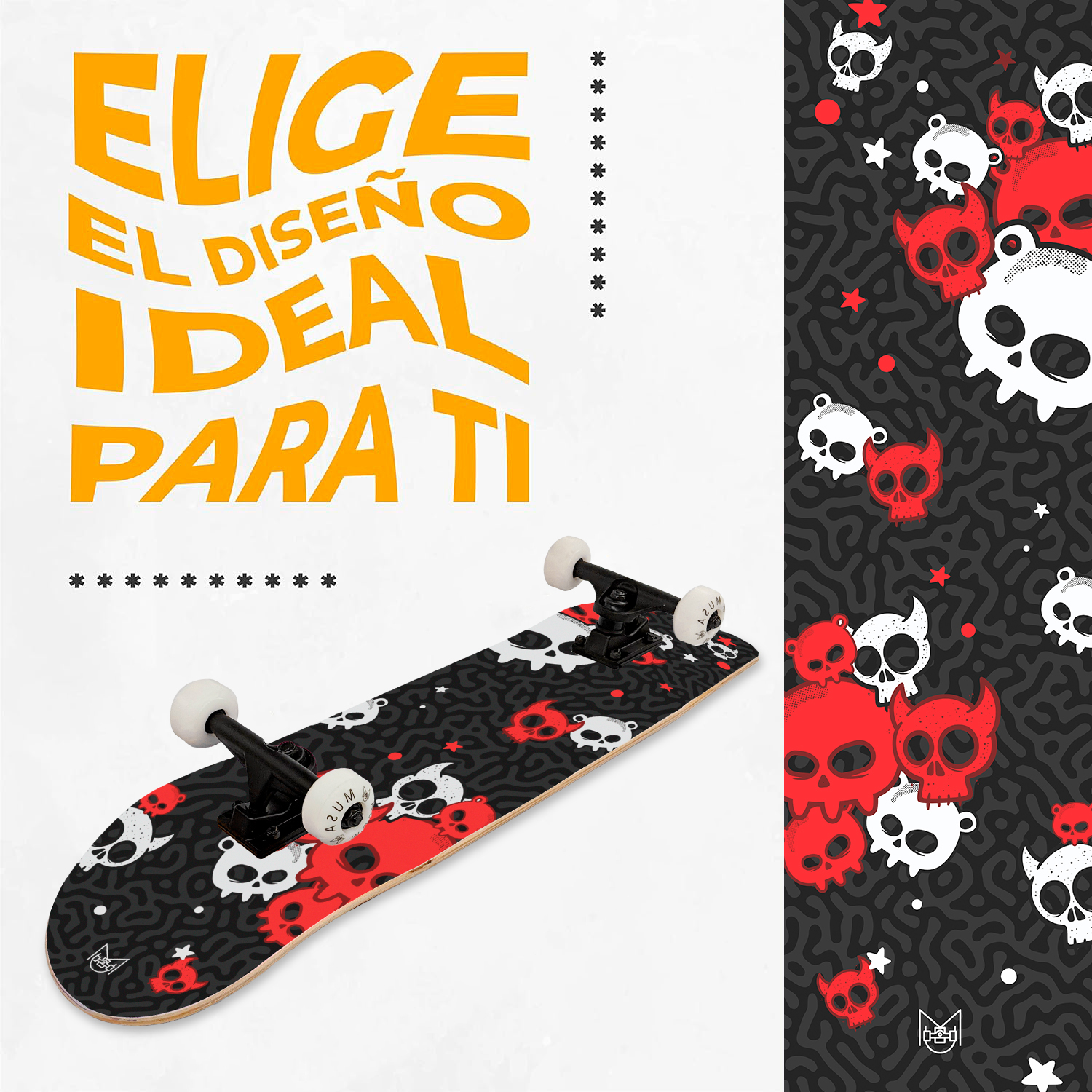 Patineta Profesional de Madera Skateboard 31" con Diseño.