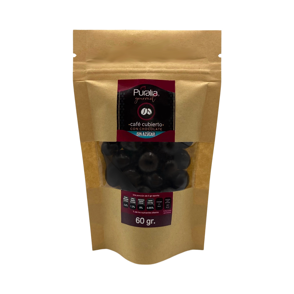 Puralia Gourmet Grano De Café Cubierto Con Chocolate Sin Azucar 60 g