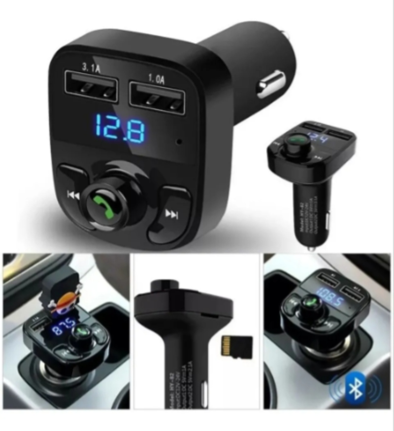 Bluetooth Transmisor Fm Auto Manos Libres Cargador 2 Usb.