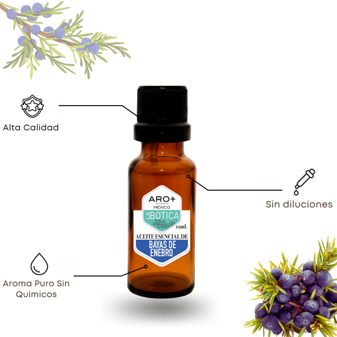 Aceite Esencial Bayas del Enebro 100% Puro, Uso Terapéutico, Aromaterapia.