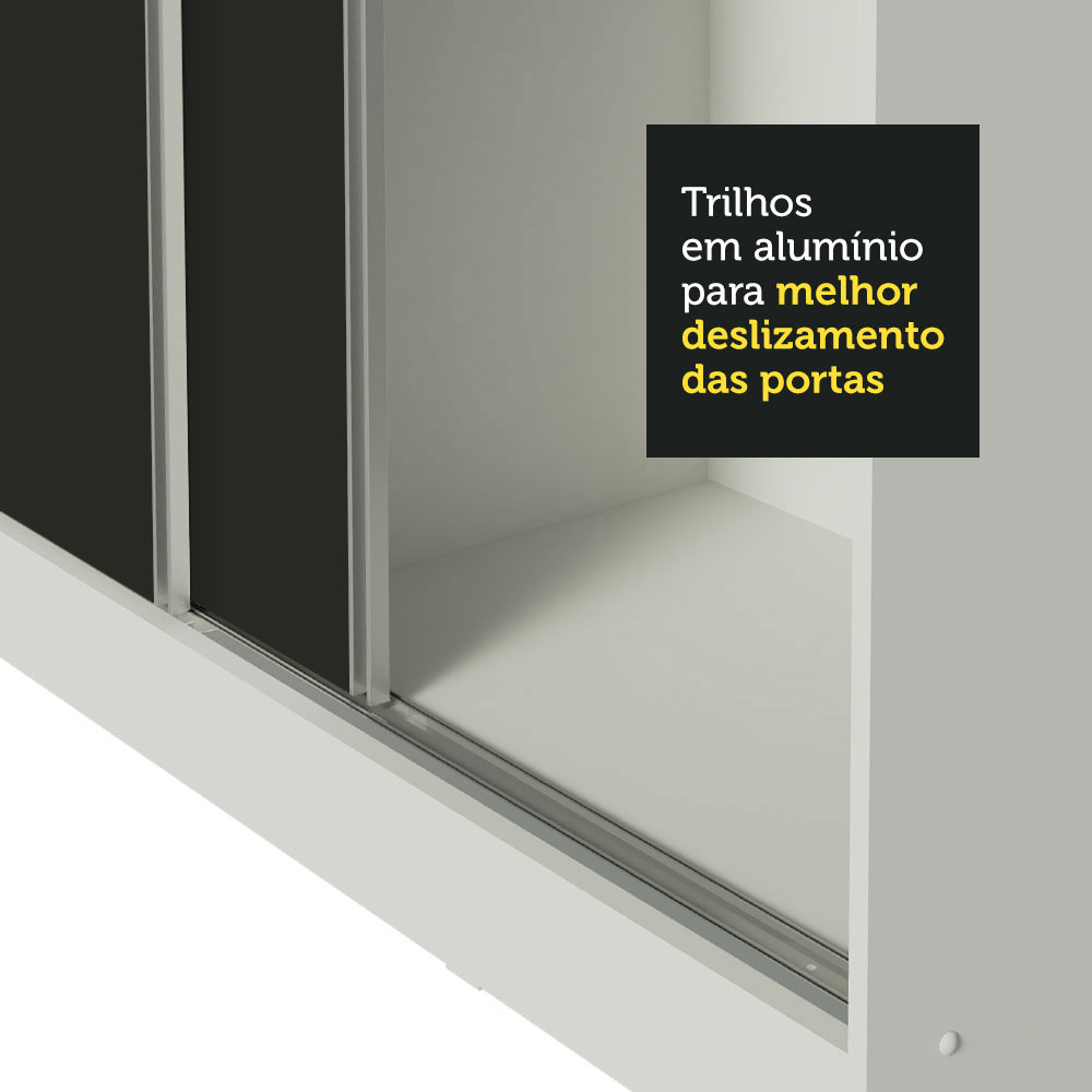 Ropero Closet Madesa Royale 3 Puertas 2 Espejos Blanco/Negro.