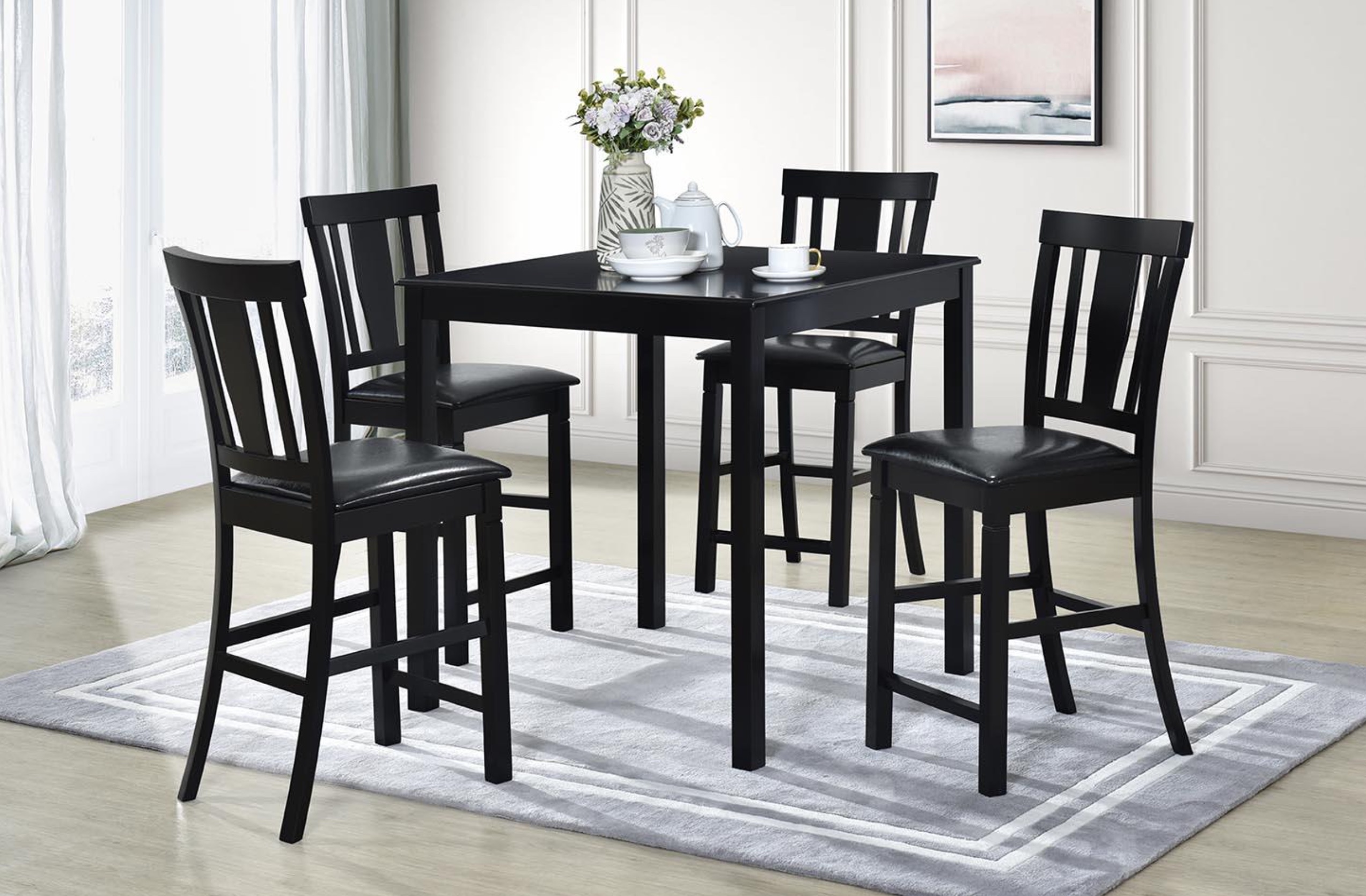 Comedor Axel Cuadrado Alto De 4 Sillas Madera Solida