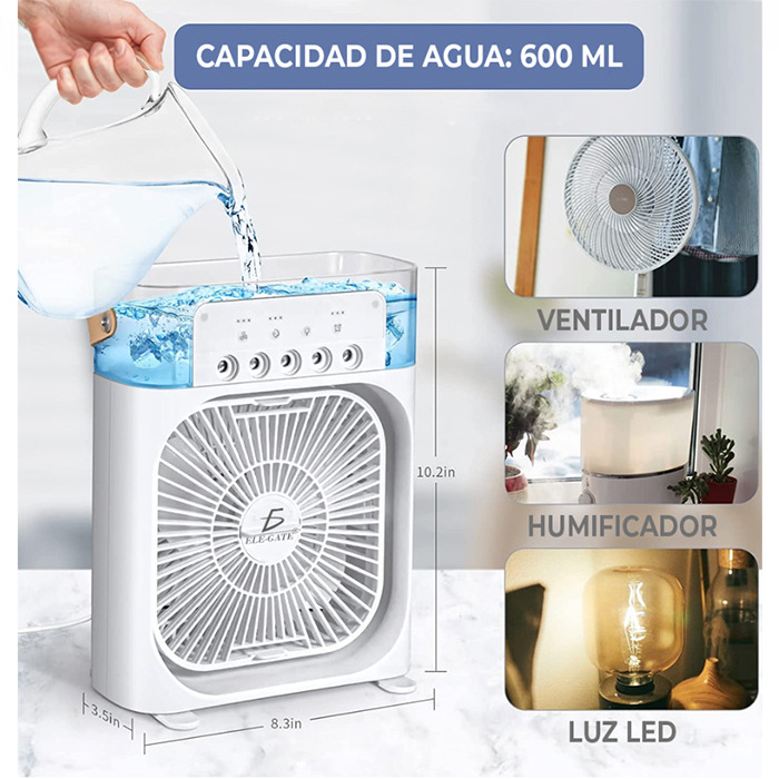 Ventilador de Aire acondicionado Portátil USB con Luz LED