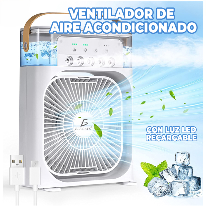 Ventilador de Aire acondicionado Portátil USB con Luz LED