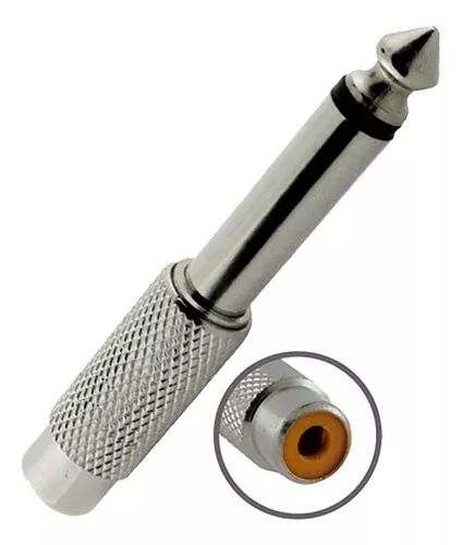 Adaptador RCA Hembra a Auxiliar 6.3mm Macho Mono Metálico.