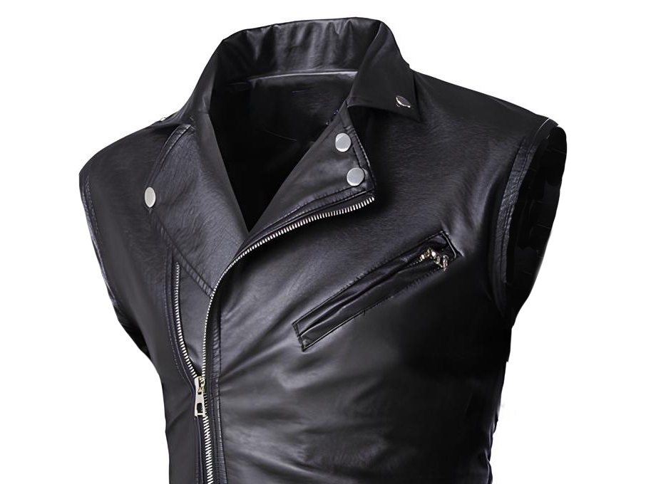 Chaleco De Piel Rockero Hombre Cierre Cruzado Moda Biker C8.
