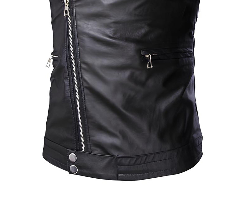 Chaleco De Piel Rockero Hombre Cierre Cruzado Moda Biker C8.