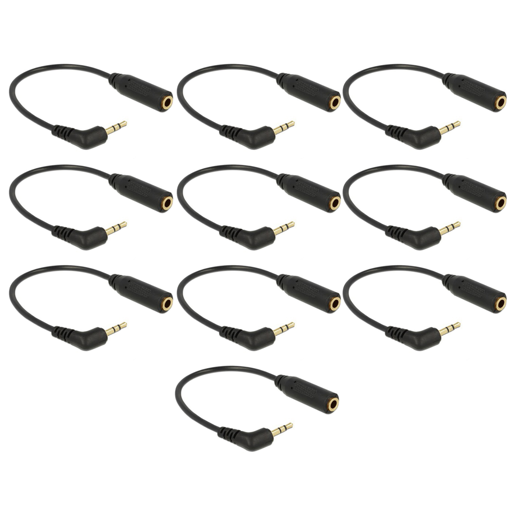 Paquete 10 Cables Adaptador Auxiliar 3.5mm Hembra a 2.5mm Macho 3 Vías.
