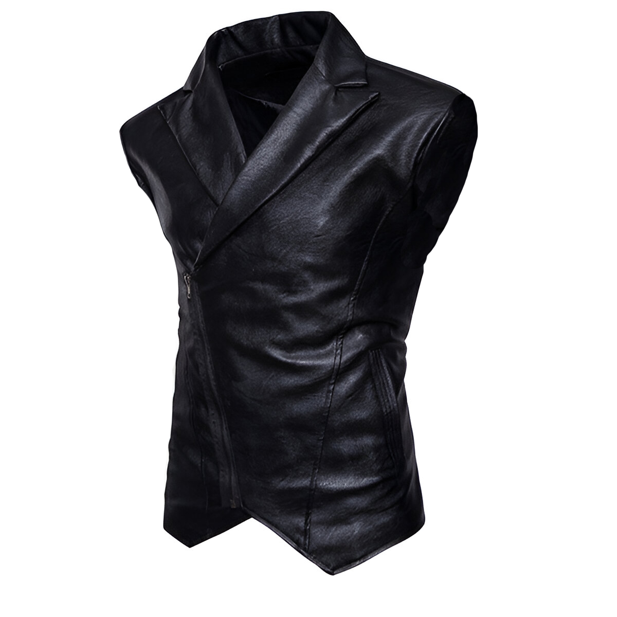 Chaleco De Piel Rockero Cruzado Hombre Tipo Saco Biker Dc5.