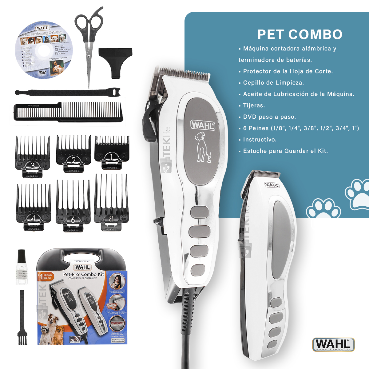 Maquina Wahl Corta Pelo Y Terminadora Para Perro Combo Doble Pet