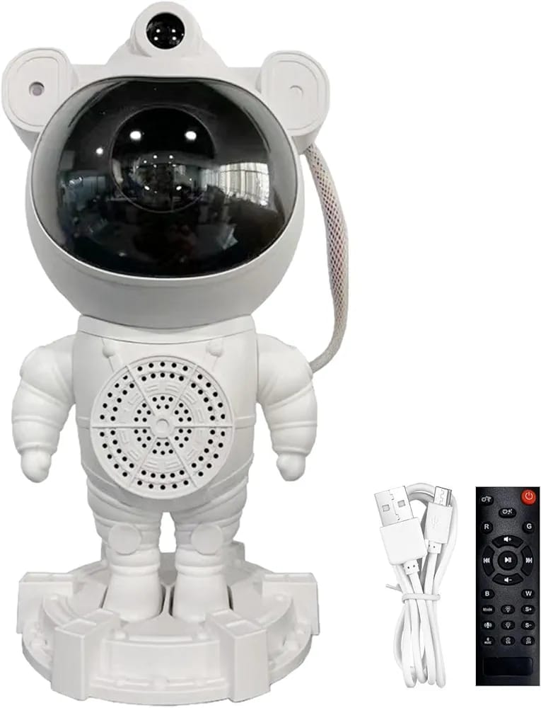 Proyector De Luz Nocturna Astronauta Con Bluetooth Blanca