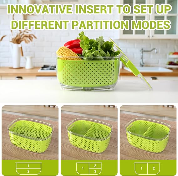 Contenedores Frescos, Luxear Contenedores Para Frutas y Verduras Con Tecnología Fresh Vent,