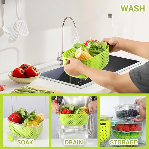 Contenedores Frescos, Luxear Contenedores Para Frutas y Verduras Con Tecnología Fresh Vent,