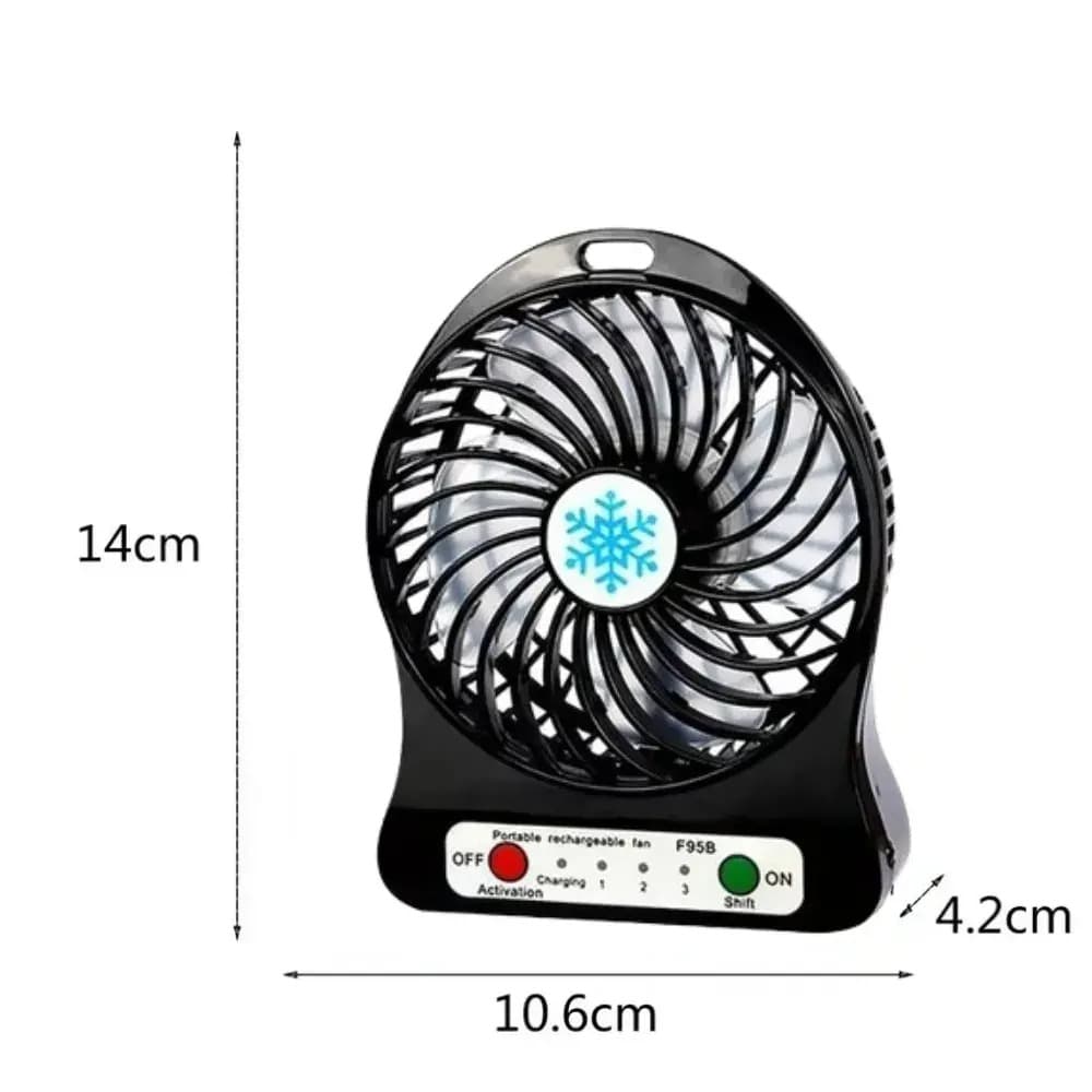 Ventilador Portatil Recargable Usb Con Luz Led 3 Velocidades