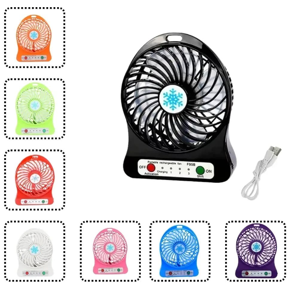 Ventilador Portatil Recargable Usb Con Luz Led 3 Velocidades