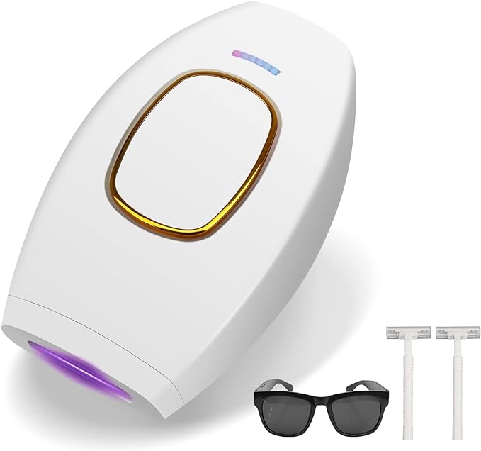 A Yostyle IPL Depiladora de Luz Pulsada, Flashes Depilación Láser para Mujeres, 5 Nivel de Energía, Sistemas de Depilación Dispositivo Profesional Indolora, para Piernas, Cara, Cuerpo, Línea de Bikini.