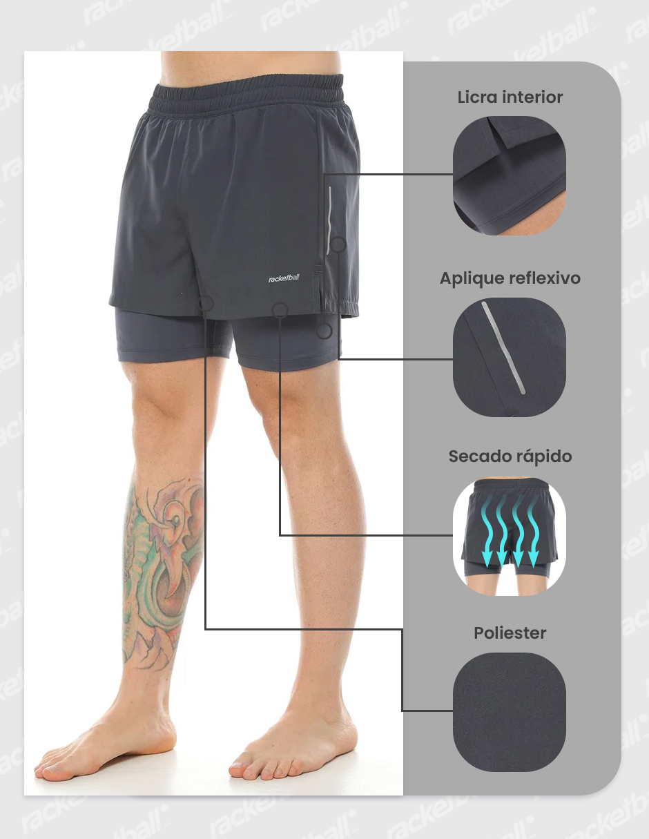 Pantaloneta Deportiva Hombre para Entrenamientos Intensos y Versátiles RA21323GROS
